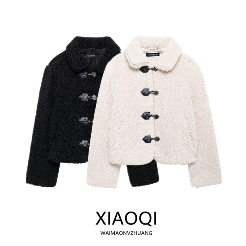 Fashion Style 2024 Fall and Winter New Women's Clothing Easiest for Match Fleece Lapel Long Sleeves Short Coat Outwear 8372250