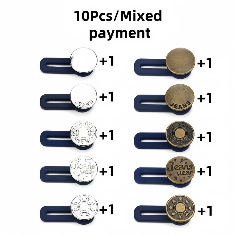 

10 Pcs Retractable Buttons For Men Or Women,No Sewing Pants Waist Expander For Jeans Collars Cuffs(10 Styles)