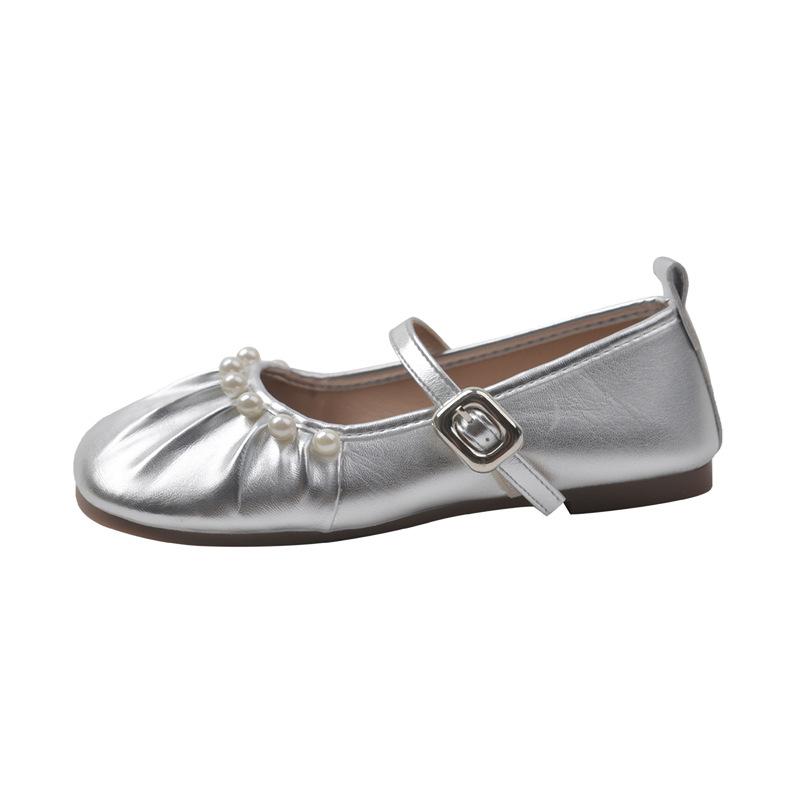 French Mary Jane Shoes Girl 2025 Autumn New Pearl Fairy Night Evening Wind Large Size Soft Sole Ballet Grandma Shoes