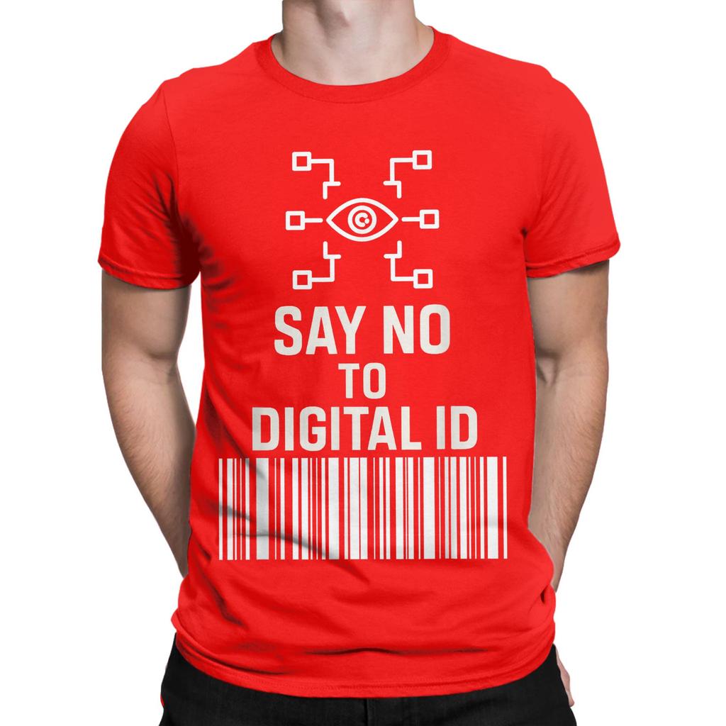 Say No To Digital Id British T-Shirt Men BritCard Protest Privacy Cotton Tee Shirt Crewneck Short Sleeve T Shirt Gift Clothing