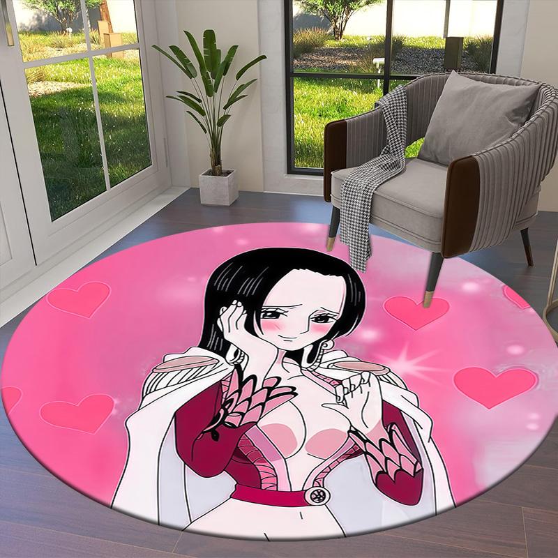 One Piece Boa Hancock Round Area Rug Carpet Rug For Living Room Bedroom Sofa Playroom Decor Nonslip Floor Mat