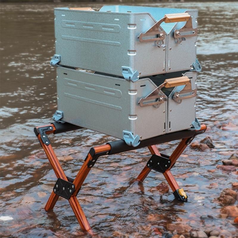 Portables Folding Ice Coolers Frame Aluminum Alloys Camping Picnics Ice Box Shelf for Camping and Beach Parties