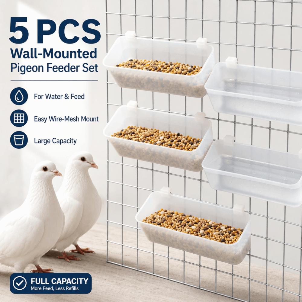 5pcs Automatic Hanging Bird Feeder Drinker Wall-mounted Pigeon Feed Trough  Aviary