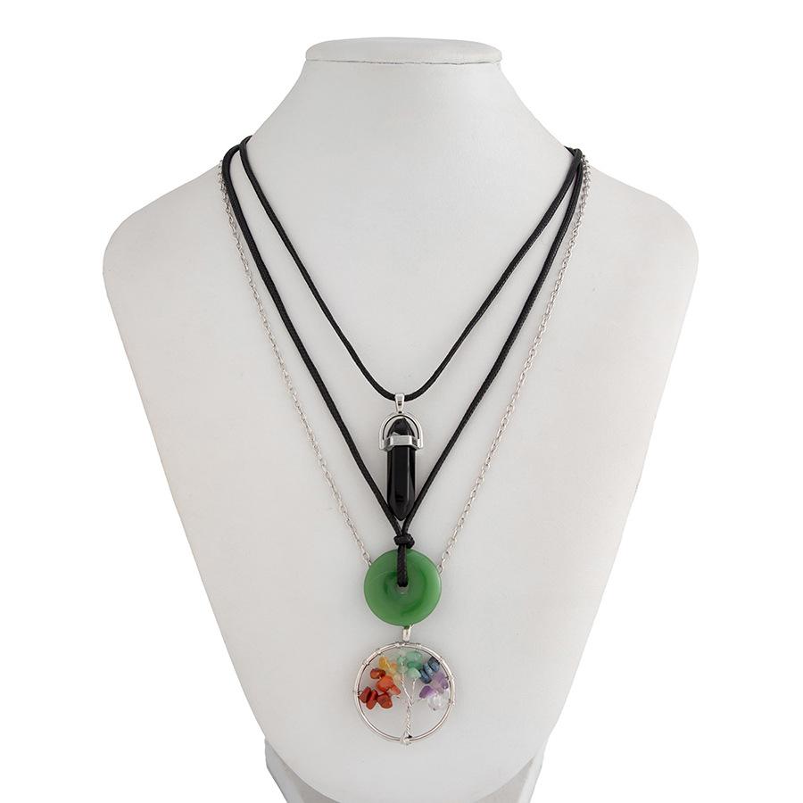 

Вощеная веревка, смоляная пряжка безопасности, ожерелье с подвеской в виде дерева из цветных камней, новое китайское темпераментное колье-цепочка для ключиц, универсальные нишевые украшения в стиле легкой роскоши