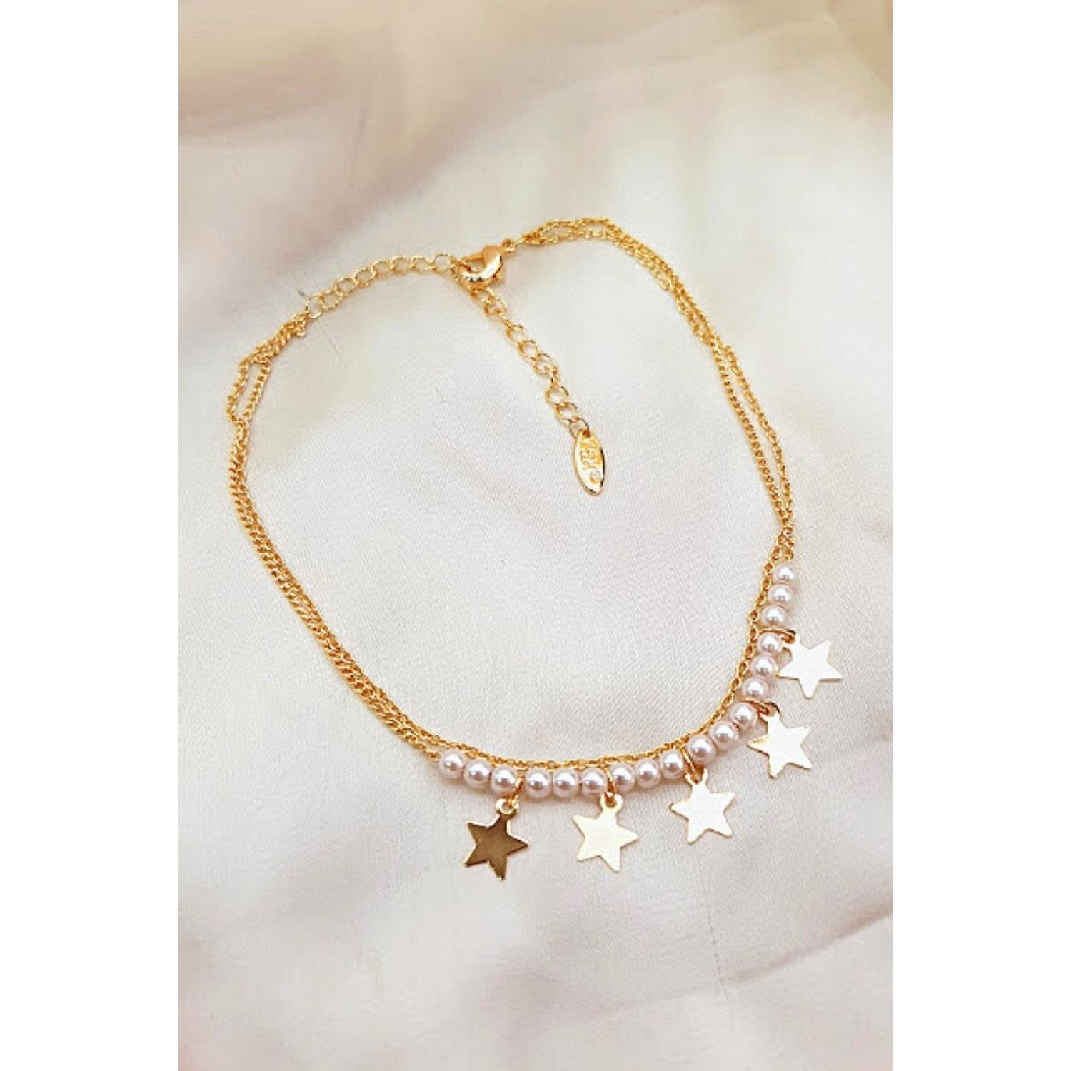 

Ножной браслет Steel2 Li с жемчужной звездой