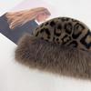 Winter Leopard Print Warm Plush Pullover Cap Women Retro Thickened Cold Ear Protection Dome Bucket Hats