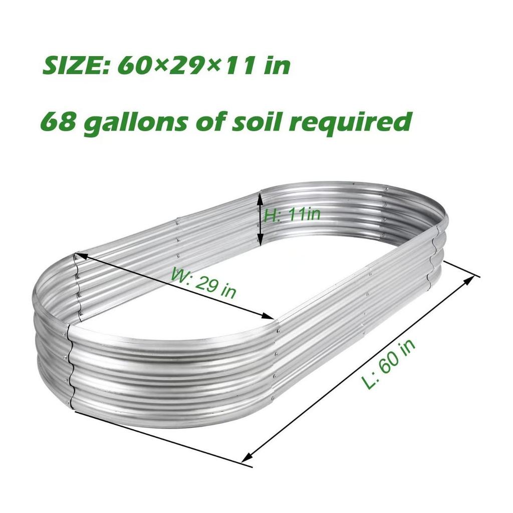 Oval Galvaniserad Metall Trädgårdskruka i Flera Storlekar