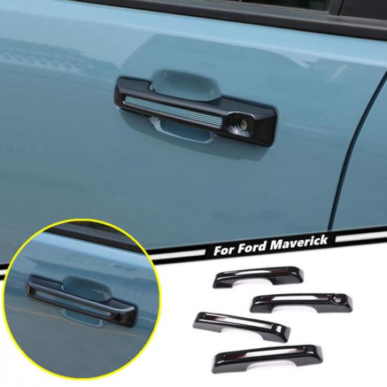For -2025 Ford Maverick ABS Gloss Black Exterior Door Handle Cover Trim 4PCS