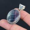 Daughters Day Sale 925 Silver Oval Natural Multi Fluorite Ethnic Pendant Jewelry