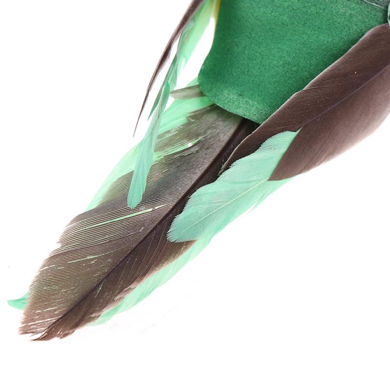 12 Stück Bunte Schaumstoffvogel-Bastelornamente, Imitationsfedern und Grüne Pflanzen, Pastorale Gartendekoration