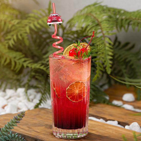 2Pcs Colorful Spiral Straws Creative Drinking Straws with Heart Lip Cake Charm Romantic Pink