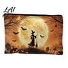 Smooth Zipper Bag Storage Bag with Zipper Thickened Polyester Large Capacity Colorful Printed Cosmetic Halloween Witch Pumpkin Pattern Pouch Durable