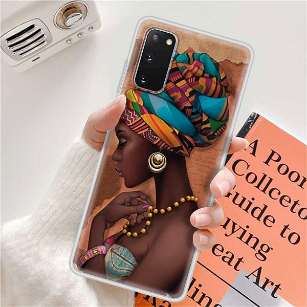 Case For Samsung Galaxy S20 FE Ultra S10 S10e S9 S8 Plus Note 10 Lite 20 9 8 Soft Matte Back Phone Cover Colorful African Girl