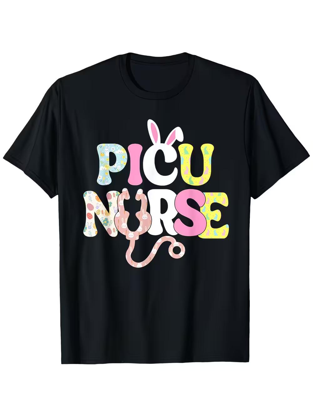

T-Shirt for PICU Nurses - Comfortable Scrub Top Ideal for Healthcare Workers M