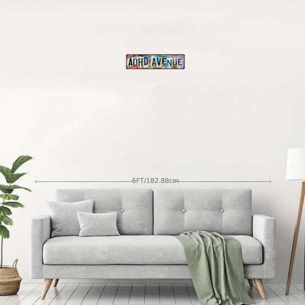 One Piece ADHD Avenue Novelty Can Sign - Humorous Non Raised Metal Street Sign for Home, Room, Wall, Bathroom, Bar, Cafe, Garage