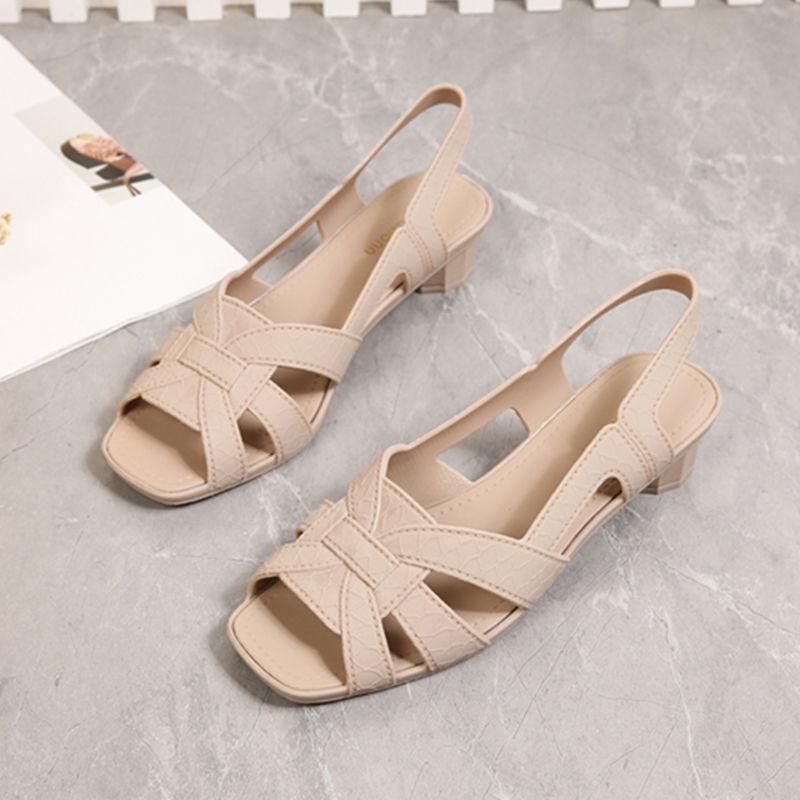 

Новые сандалии на толстом каблуке для женской летней моды, верхняя одежда с вырезами, противоскользящая, для отдыха 39