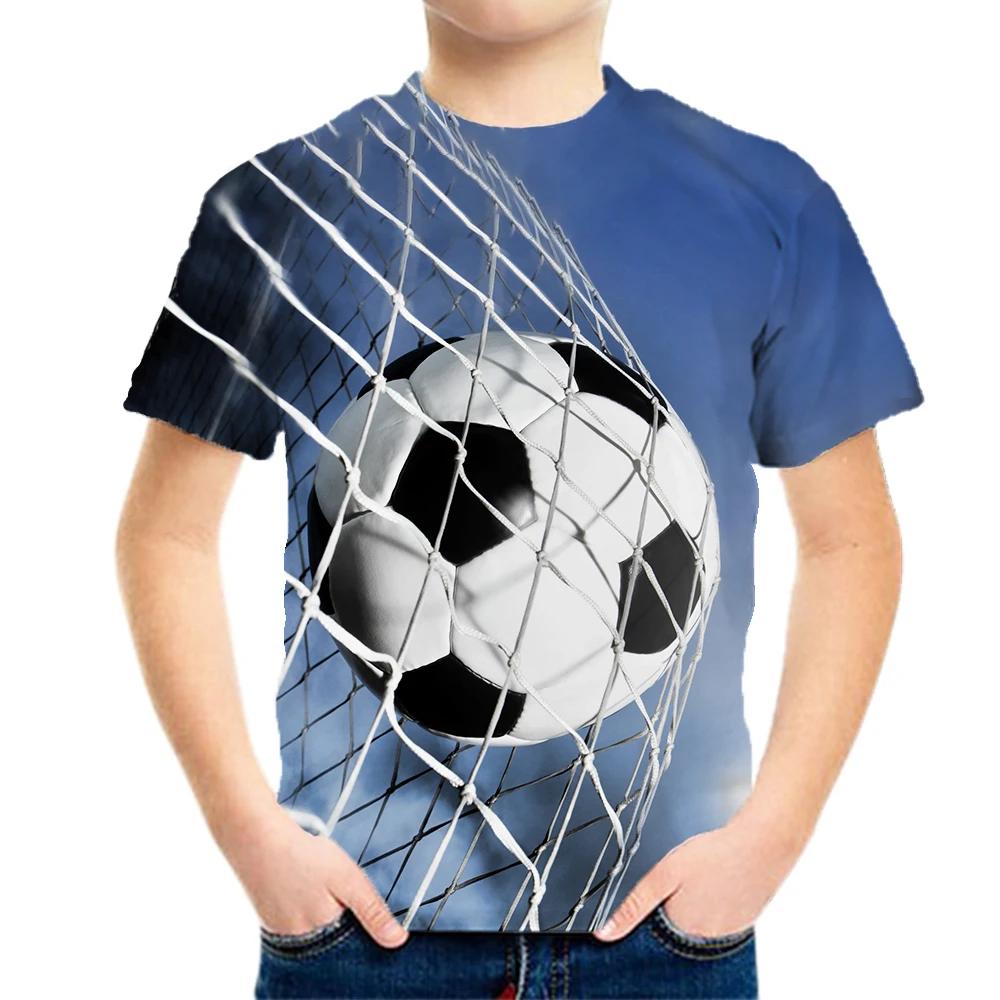 Cool football boy's T-shirt 3D printed football children's clothing boy and girl's T-shirt short sleeved casual youth children's clothing top