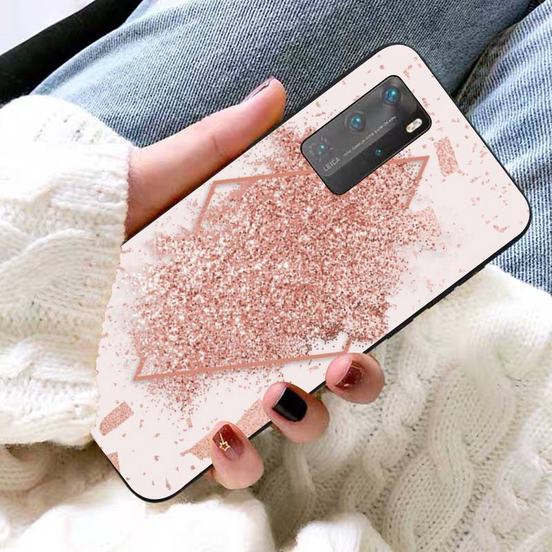 Rose Gold Pink Glitter Phone Case for Huawei P30 40 20 10 8 9 lite pro plus Psmart2019