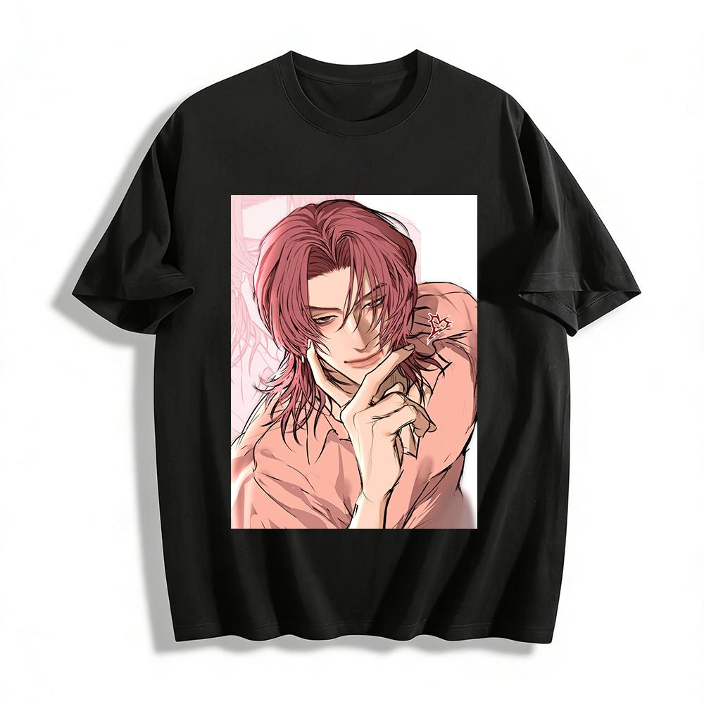 

Anime Style Red-Haired Character Print T-Shirt Unisex Casual Loose Crewneck Trendy Top Pure cotton T-shirt 6XL