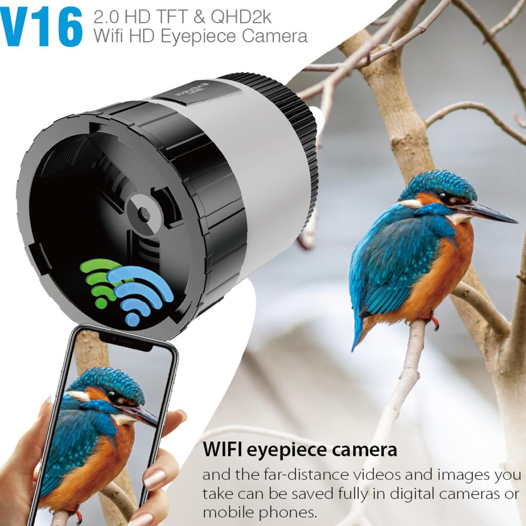 2-Inch Electronic Eyepiece with 2K HD Video WiFi Telescope Camera Eyepiece for Astronomical Monocular Telescope Photography