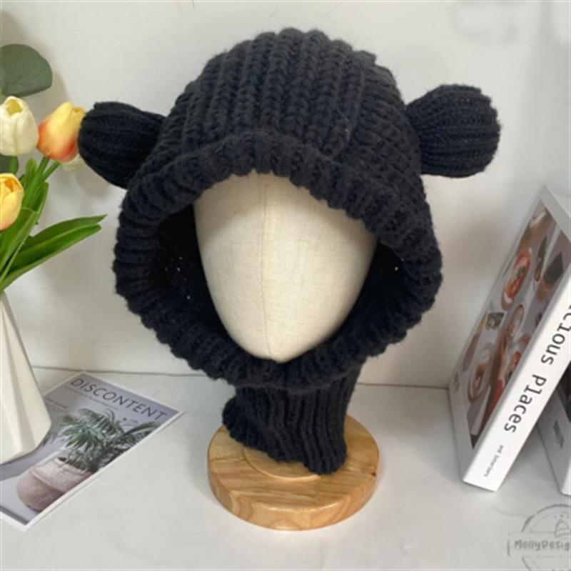 

cНовая модная шапка ручной вязки с кошачьими ушками и звездой, кисточкой, грибной лес, взрослая шапка Adult 56-59cm