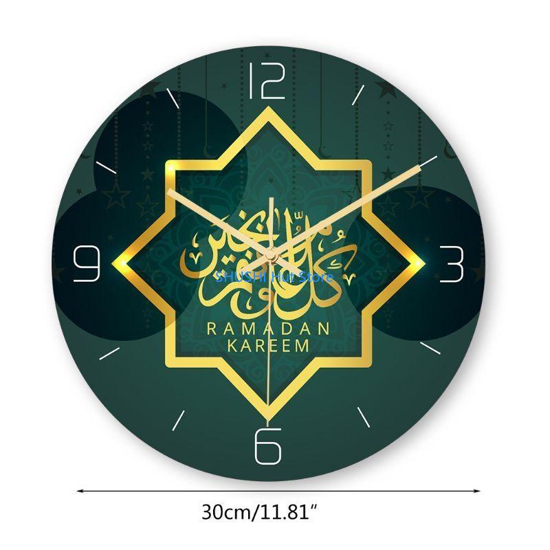 Clock Islamic Muslim Wall Clock Ramadan Event Round Wall Clock Home Office Mosque Digital Azan Desk Clock Decorative D57B