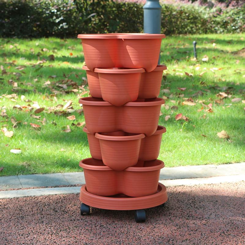 Vegetable Plastic Pot Family Balcony Strawberry Potted Plant Three Dimensional Multi-layer Space Saving Planting Flower Pots