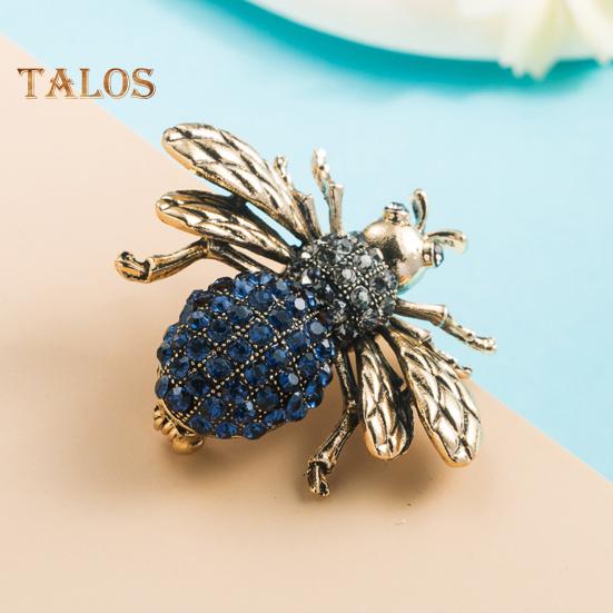 Unisex Brooch Bee Shape Alloy Rhinestone Decor Anti-slip Bag Coat Collar Hat Scarf Decoration Clothes Pin Party Prom Garment Jewelry