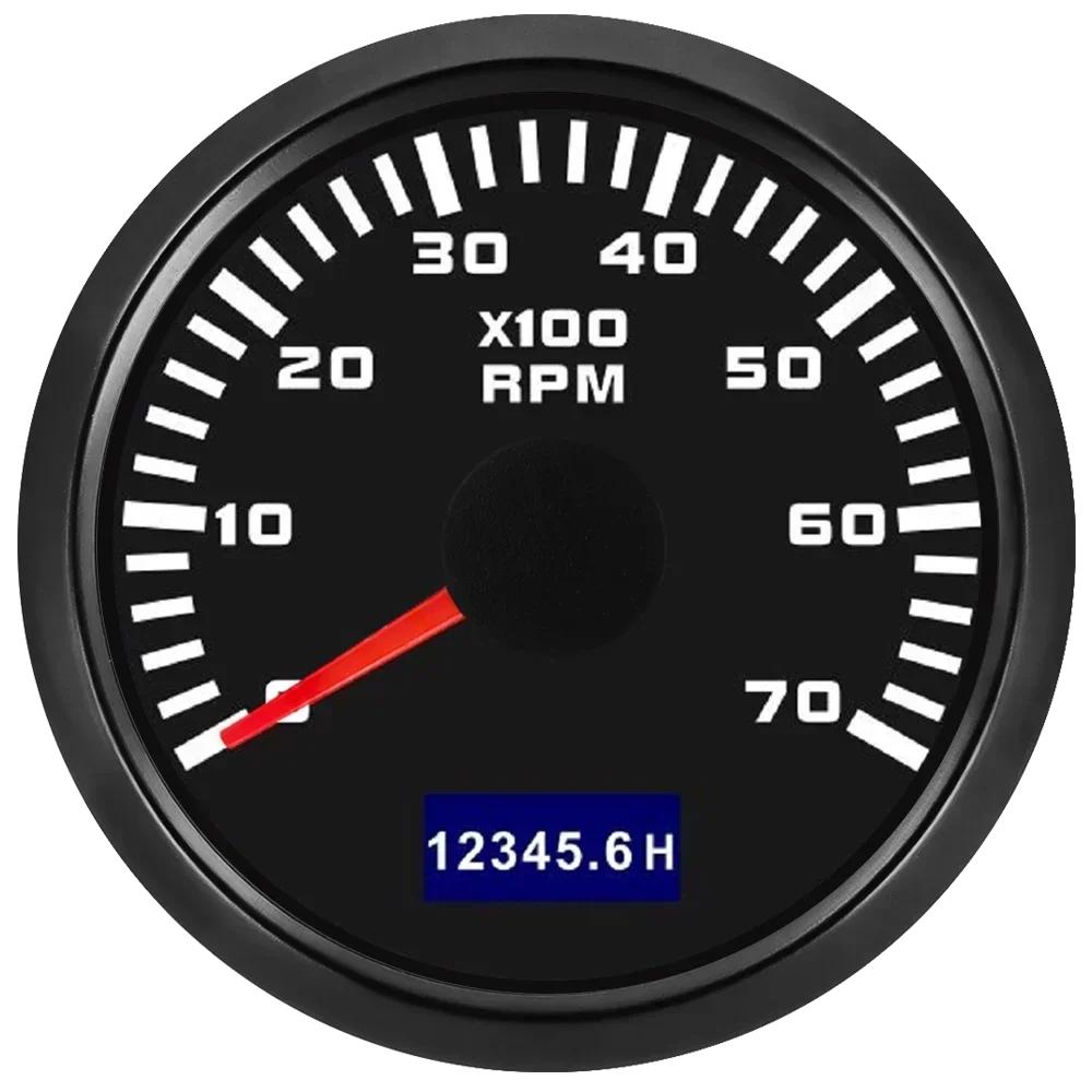 2" 52mm Tachometer 7 Color Backlight Tach Car Gauge Waterproof Digital LCD Hour Meter for Universal 12V24V Car Marine Boat Yacht