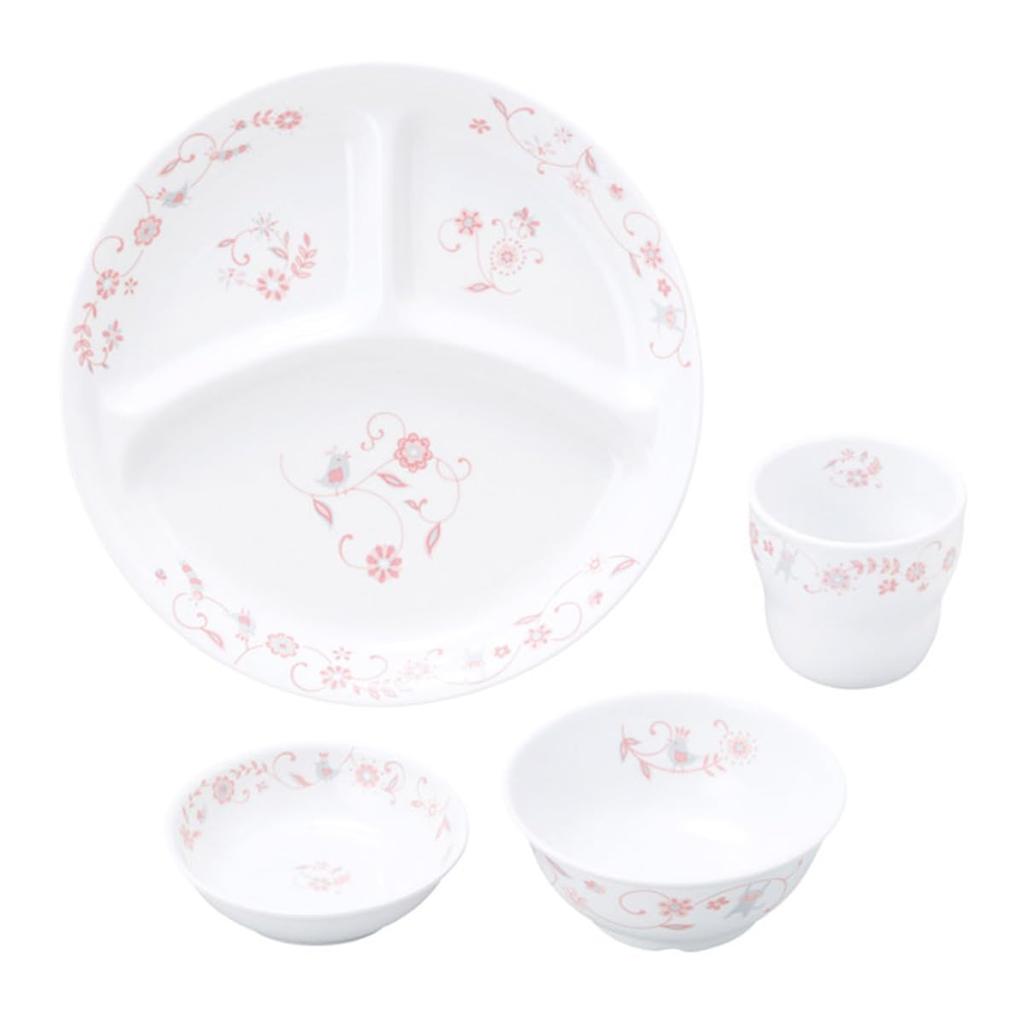 [Official] OGISO 4-Piece Reinforced Porcelain Dishware Set (Dishwasher and Microwave Safe) Sarasa Pink SET-0058