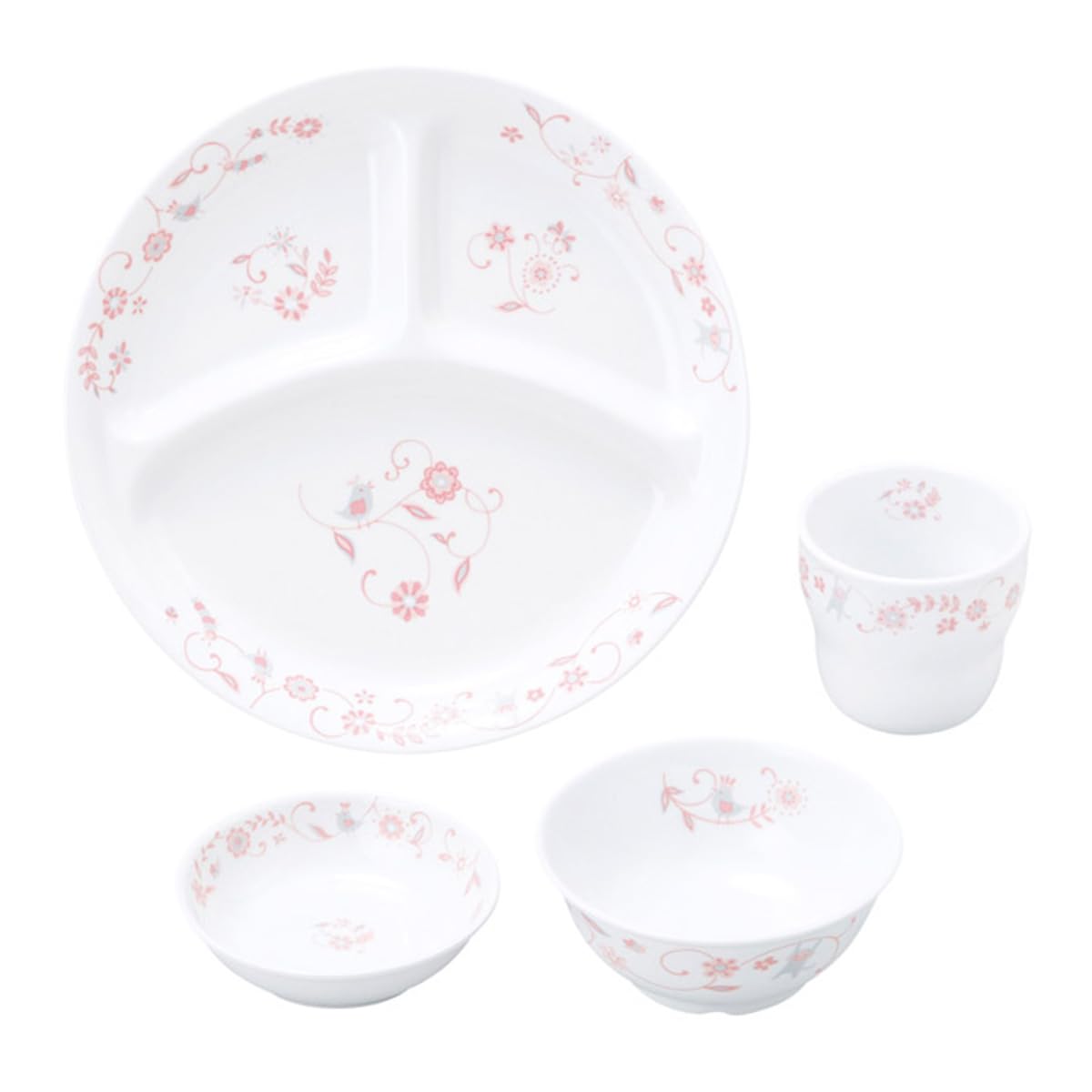 

OGISO Sarasa Pink 4-Piece Reinforced Porcelain Dishware Set (Dishwasher and Microwave Safe) Sarasa Pink M SET-0058