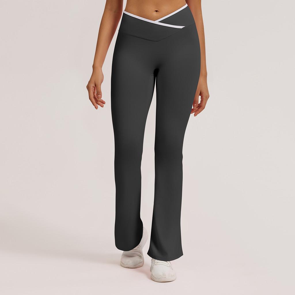 Slim Fit Yoga Pants With Crossed High Waist For Running And Fitness Women