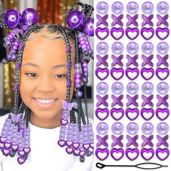 60Pcs Braid Hair Accessories, Heart Letter Shape Hair Rings, Large Hole Design Hair Beads for Thick Braids Dreadlocks Multi-Strand Hair DIY