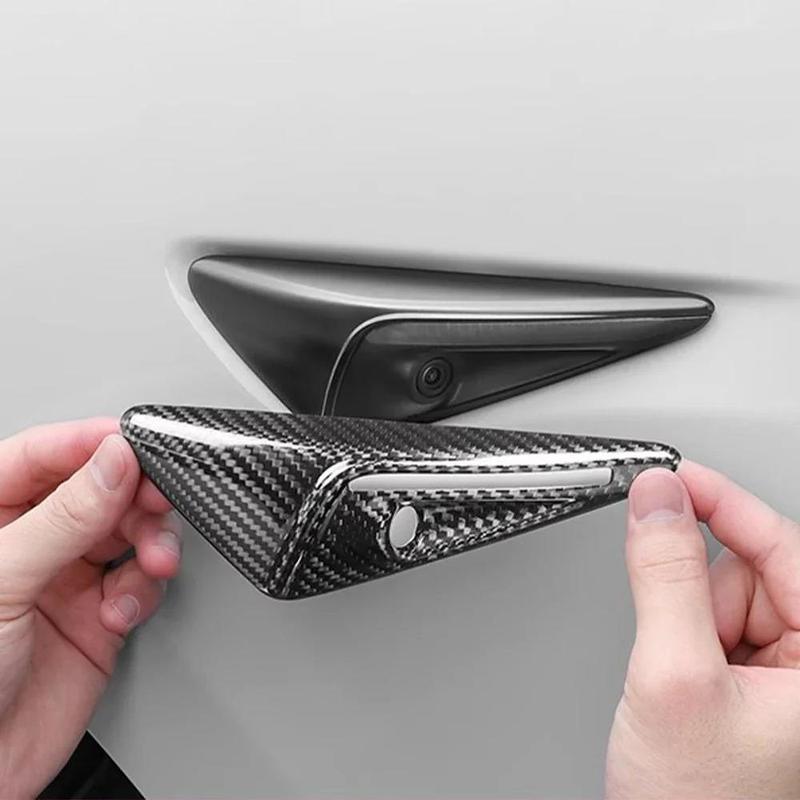 For Tesla Model 3 Y HW 3.0 Real Carbon Fiber Turn Signal Side Camera Lens Cover Protector Auto Tuning Accessories