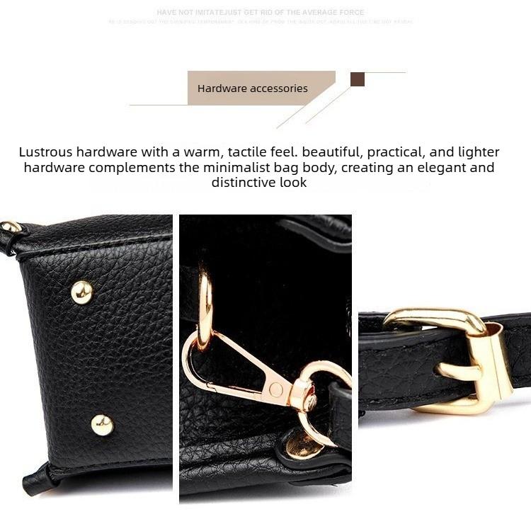 Lychee pattern metal lock small square bag crossbody shoulder bag