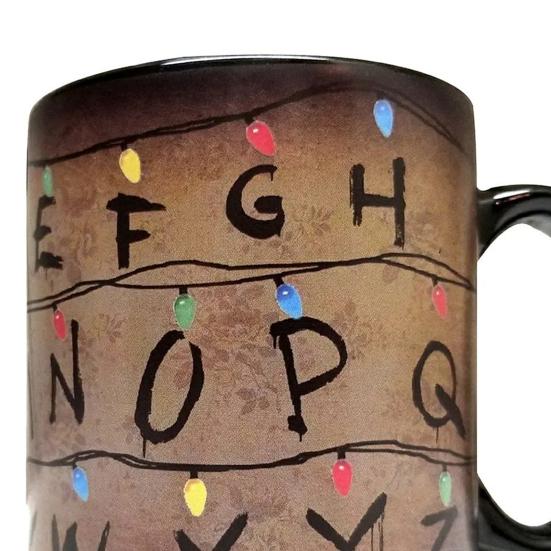 Yousheng  Retro Colorful String Light Alphabet Coffee Cup Color Changing Ceramic Mug Rustic Heat Sensitive Cup for Hot Cocoa Tea Milk Hot Drinks