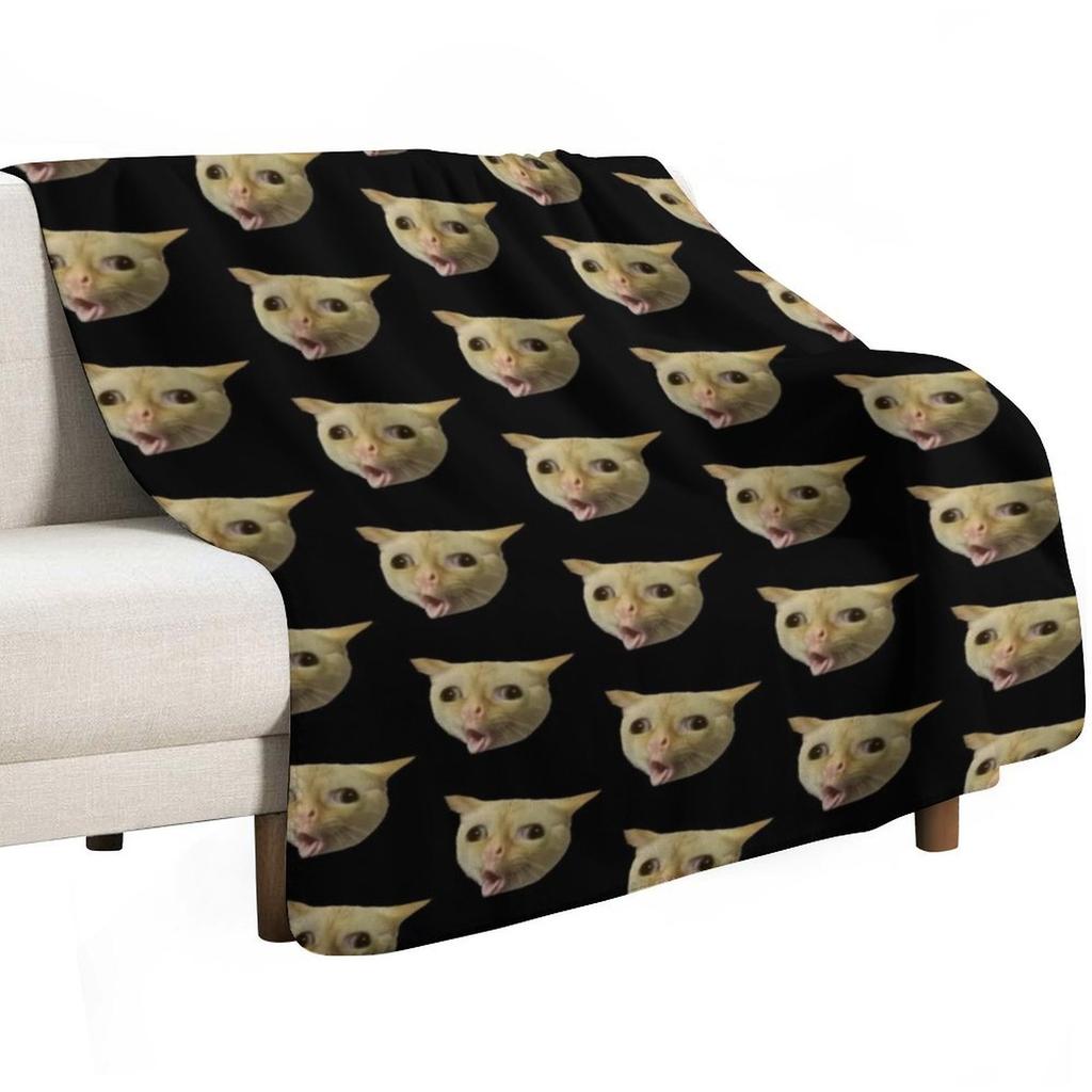 Coughing Cat Meme Throw Blanket Soft Cozy Blanket for Pet Kids Adults