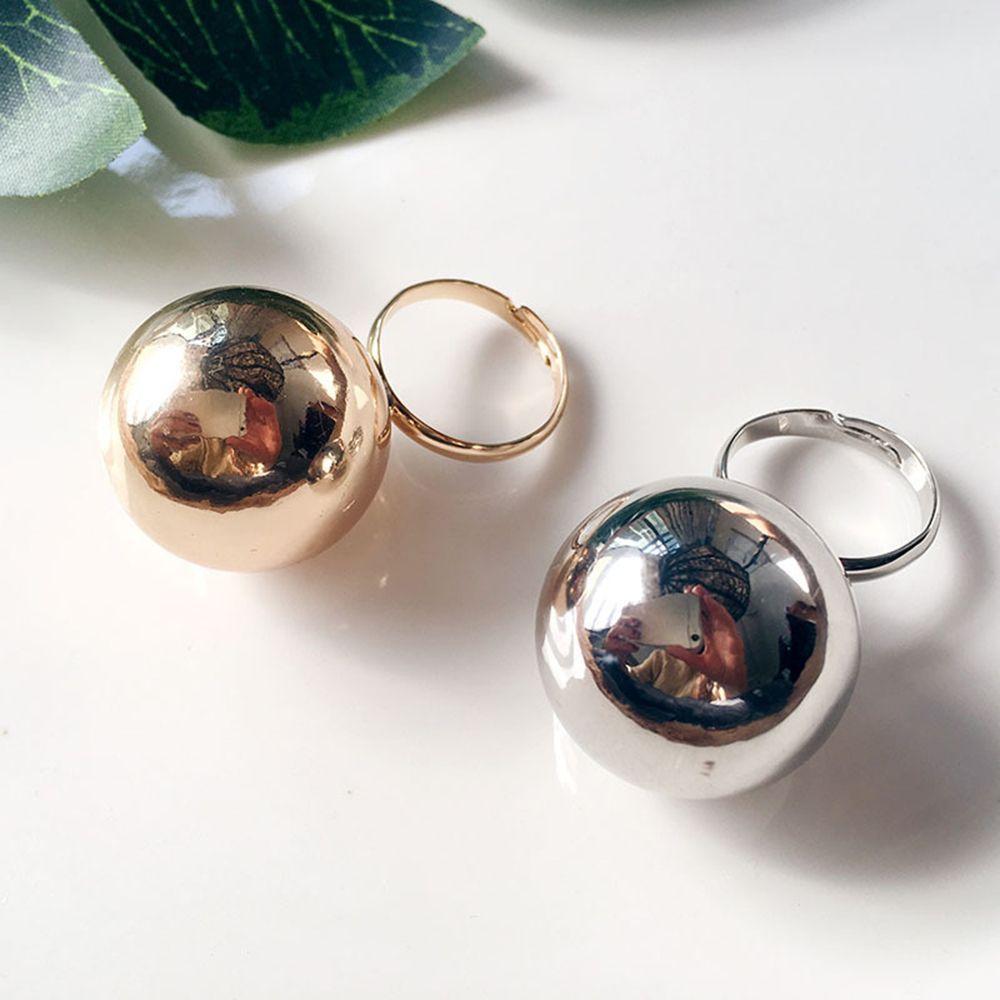 Party Women Ball Ring Adjustable Opening Ring Large Metal Ball