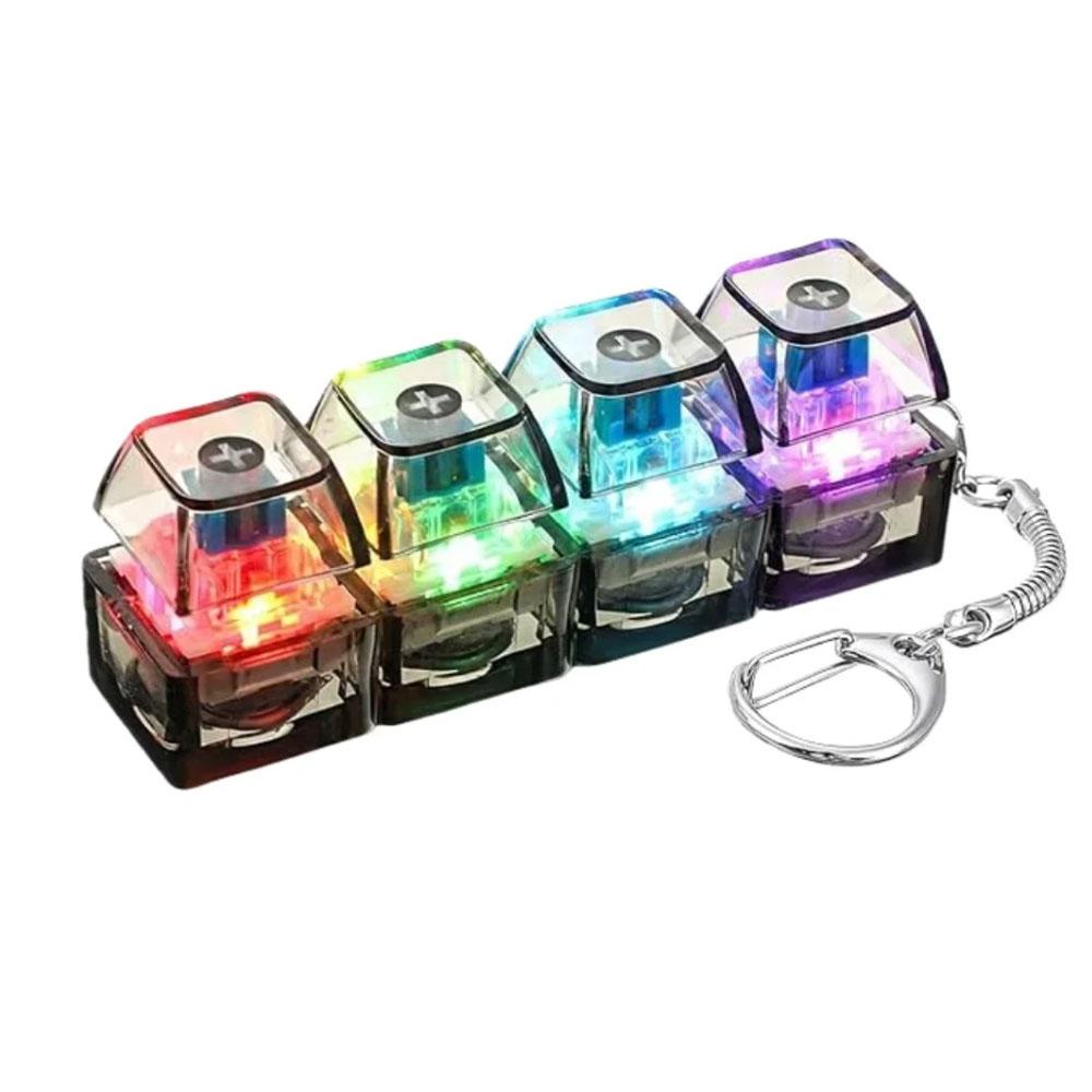 New Stress Anxiety Relief Keyboard Keychain Four Finger Button For Office Home Adults Kid Decompression Clicker Hot Gadget Gifts