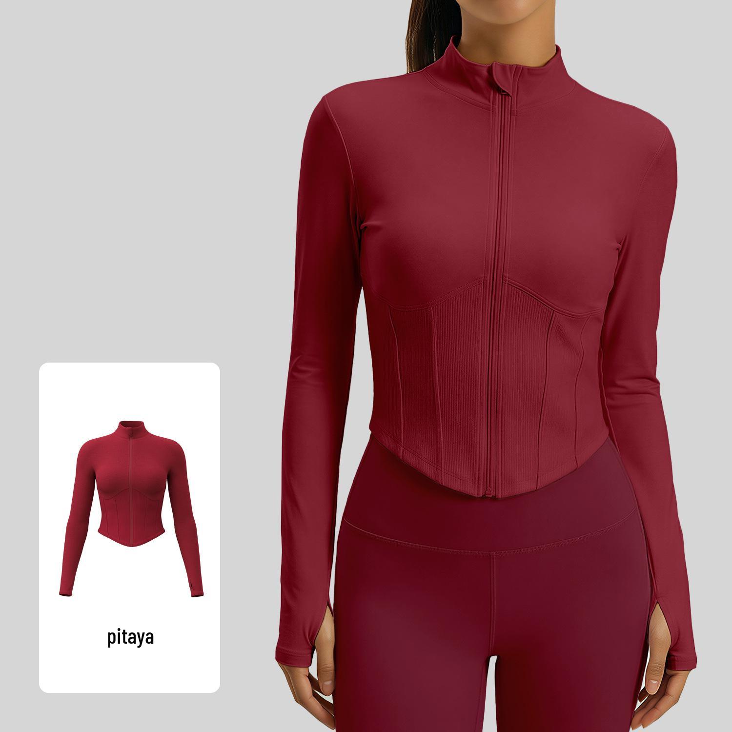 Juyitang Women s Stand-up Collar Long Sleeve Yoga Jacket for Autumn/Winter X-Large