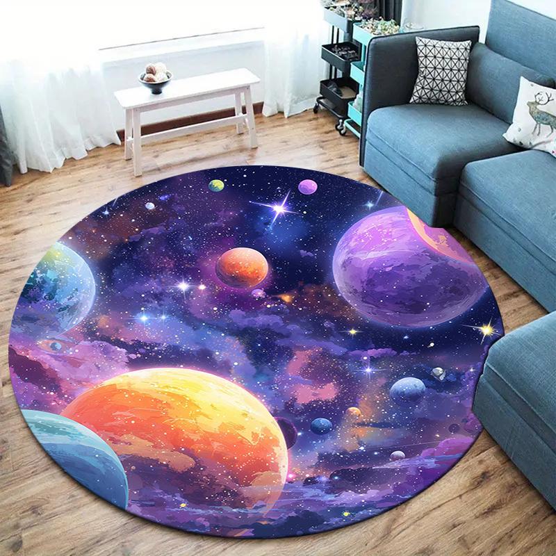 Planet Sun Round Area Rug,Carpet Rug for Living Room Bedroom Sofa Playroom Decor,Non-slip Floor Mat