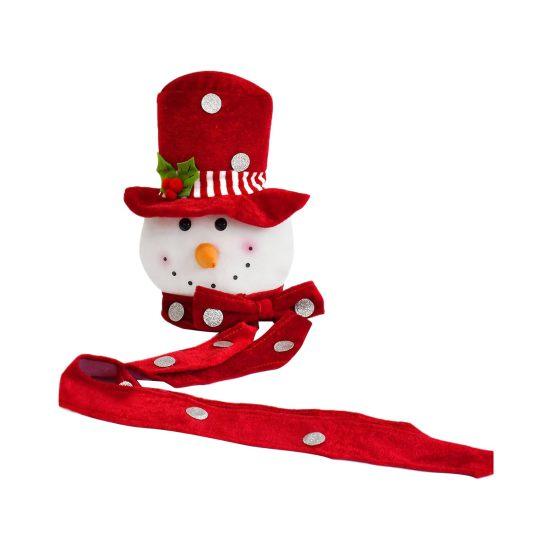 Yousheng Snowman Tree Topper Plush Fabric Christmas Decoration with Festive Hat Soft Seasonal Accent for Holiday Home And Party Decor