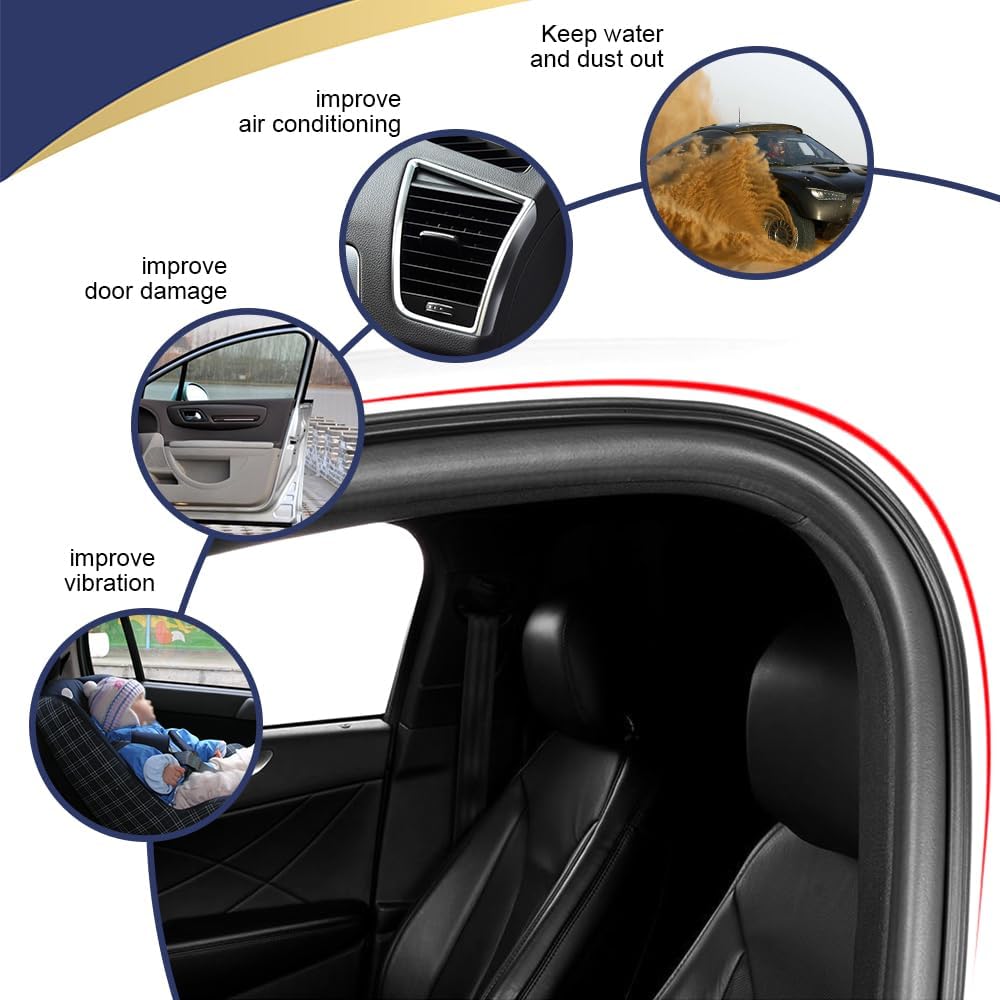 Car Door Rubber Seal Strip, Car Weather Stripping, Double Layer L Shape Automotive Weather Stripping, Self Adhesive Auto Door Soundproofing