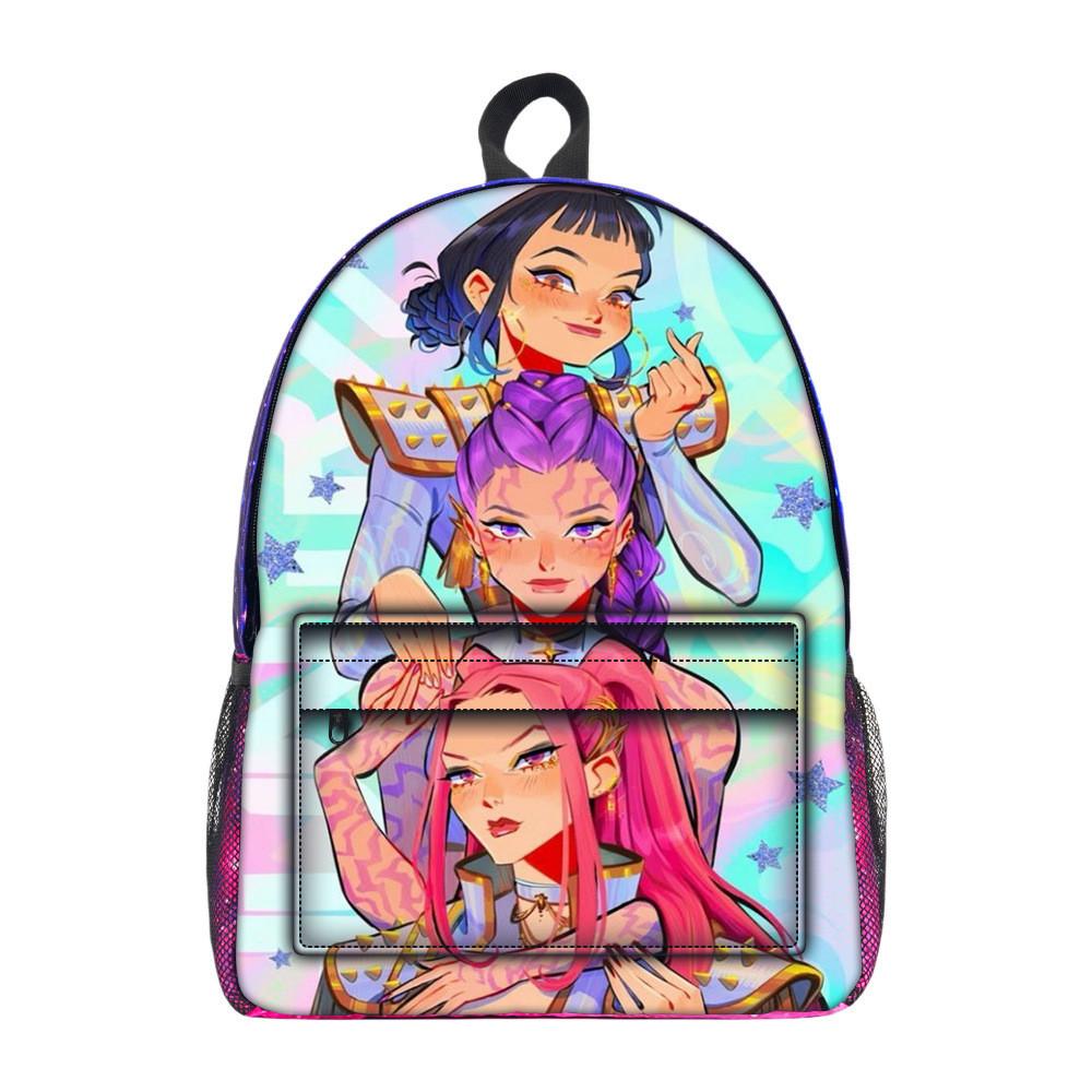 Kpop Demon Hunters Cartoon Pattern Oxford Cloth Student Backpack