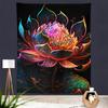 Painted Lotus Tapestry, Bedroom Wall Covering, Living Room and Study Decoration Cloth, Wall Tapestry, Background Cloth