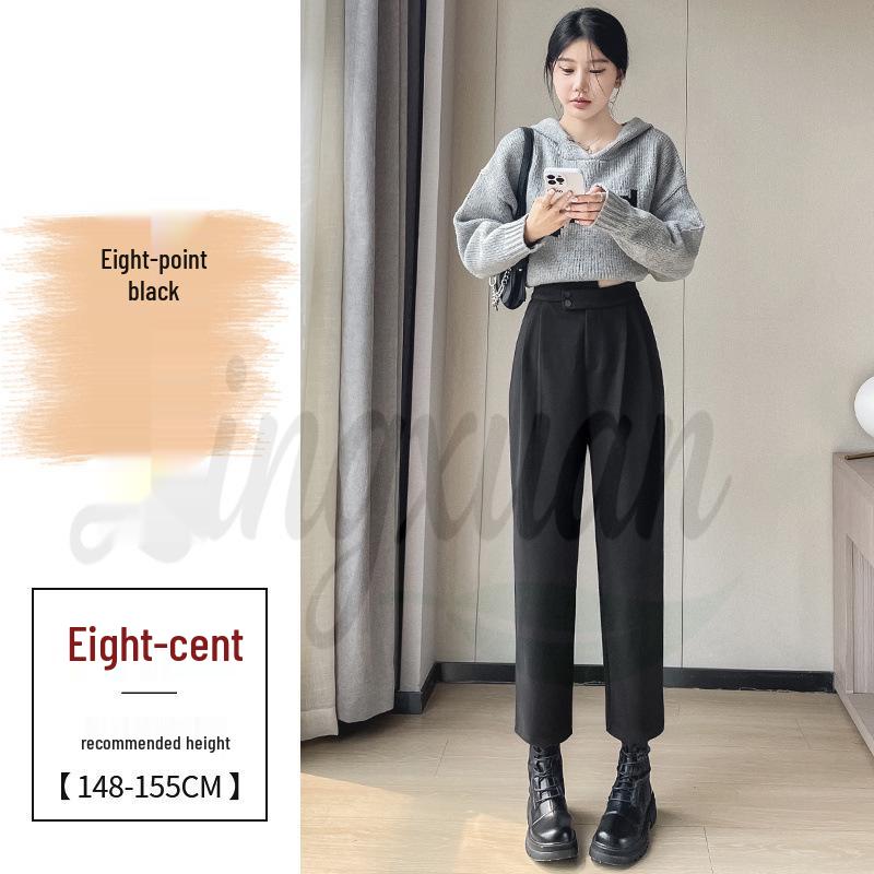 

2026 Autumn/Winter Women s Woolen Velvet-Lined Cropped Harem Pants 3X-Large