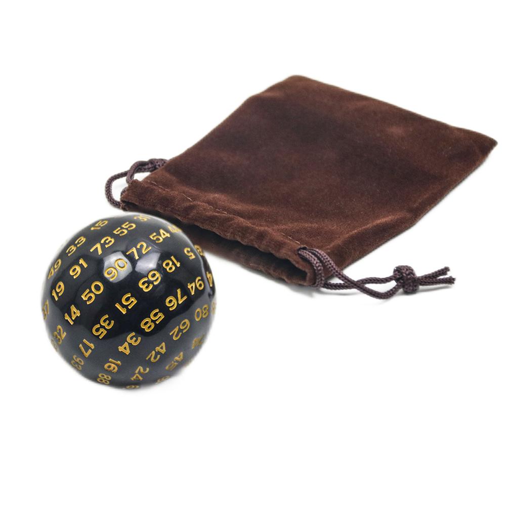 Multi Sided Dice 100 Sided Numbers Acrylic D100 49mm Black with Case for Fun Kids Party Entertainment