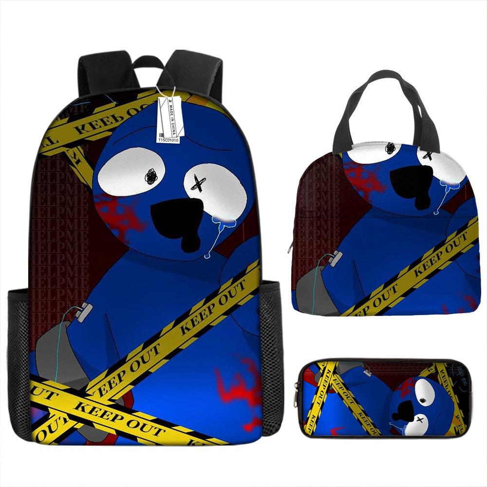 Rainbow Friends School Bag Rainbow Friends Backpack Three-piece Set for Elementary School Students Large Capacity Cartoon Computer Bag