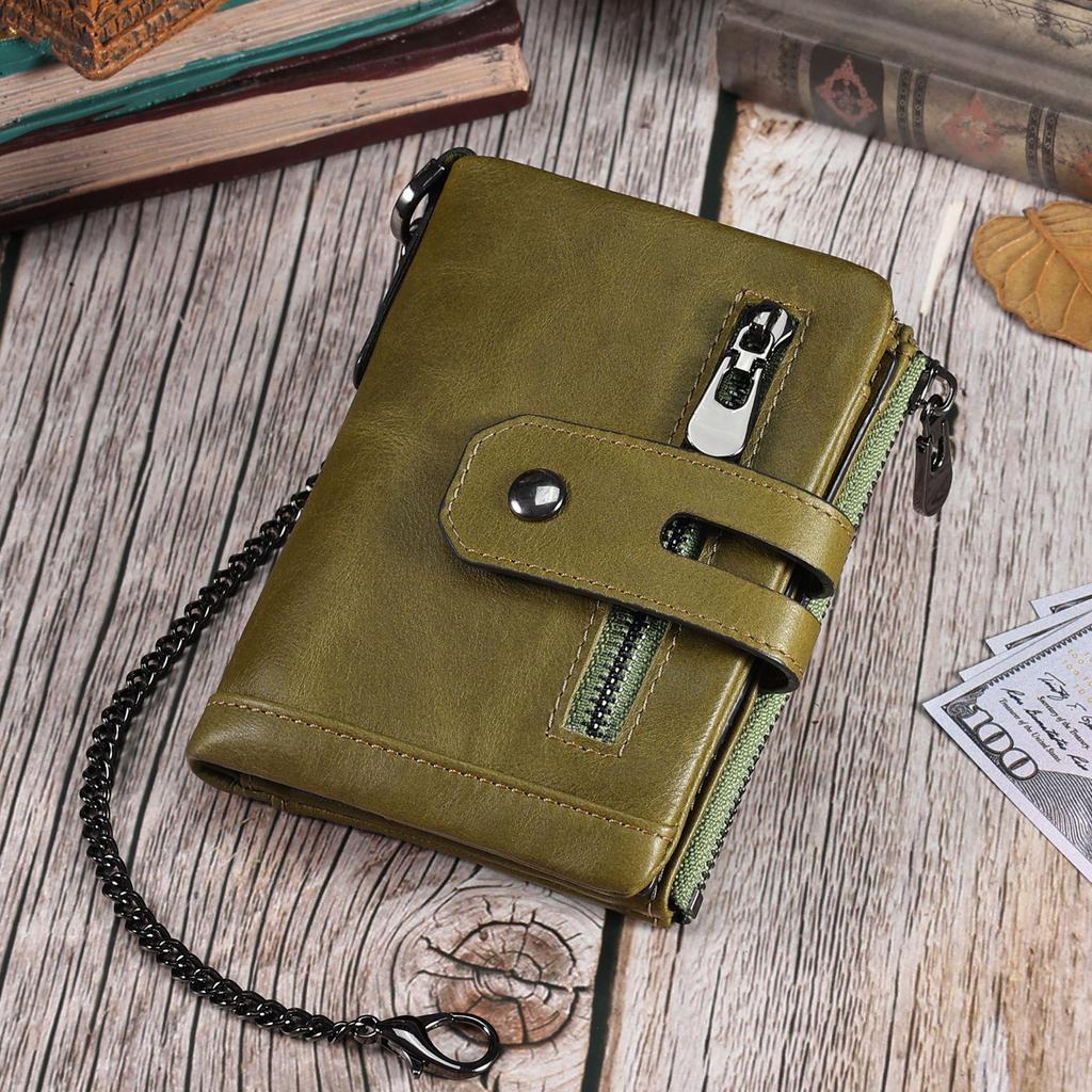 Men's Genuine Leather RFID Anti-theft Wallet with Money Clip and Multi-card Slots