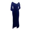Lady Evening Dress Skinny Pleated Off Shoulder Slit Hem Half Sleeves Annual